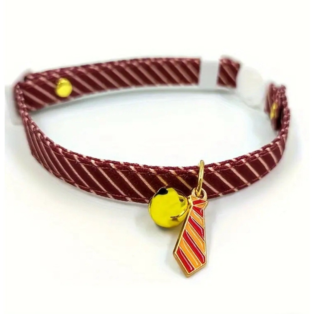 Burgundy Cat Collar With Neck Tie Charm, Breakaway Safety Clasp -‎ Kitten Bell